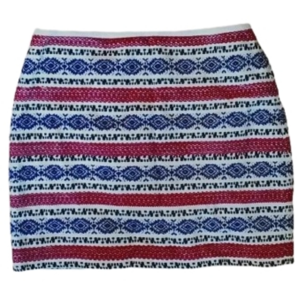 Madewell red, white, and blue striped mini with back zip Size 6